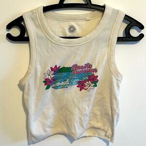 White graphic crop top